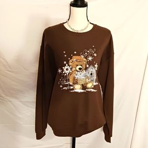 Women's Winter Teddy Bear sweatshirt pre owned